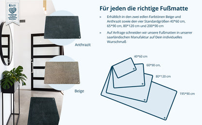 INNEN-FUSSMATTE ECO PREMIUM ANTHRAZIT 60•90 cm